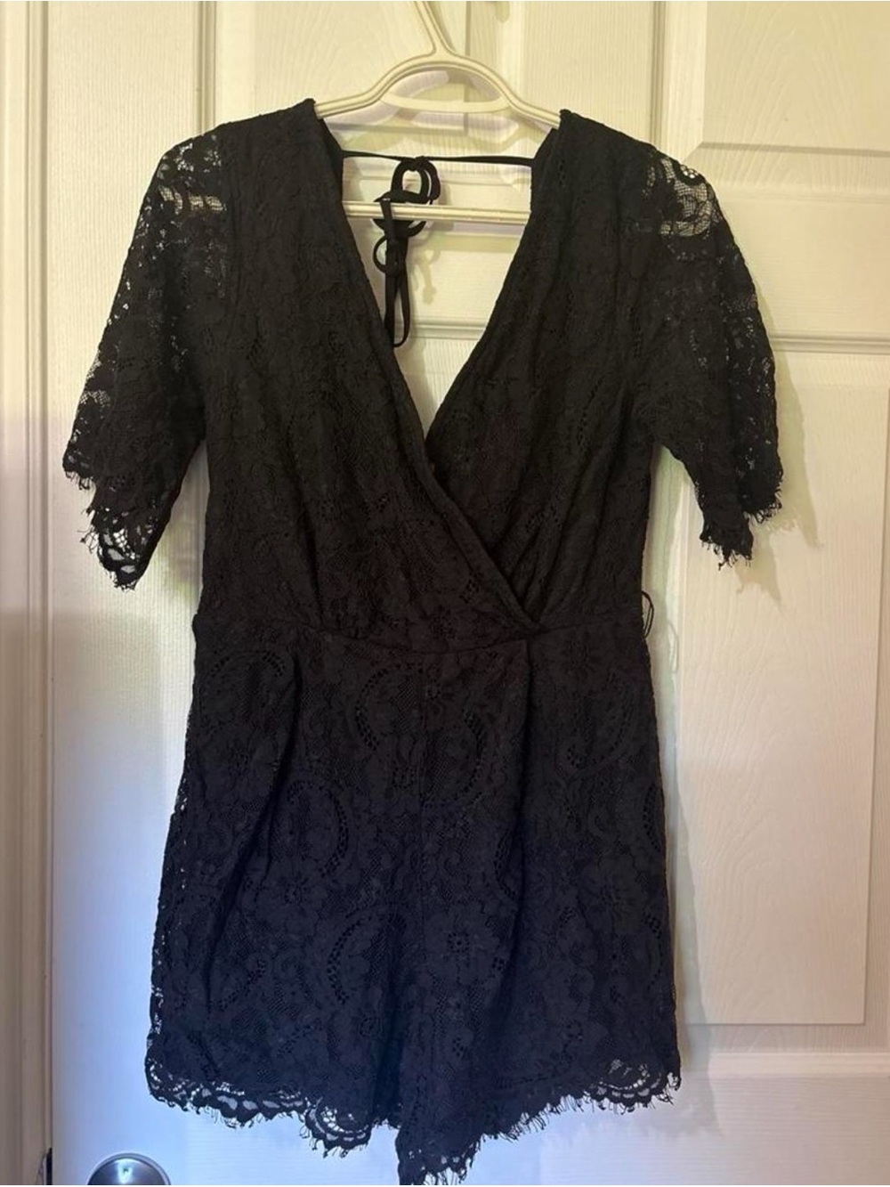 Blue Rain Black Lace Romper